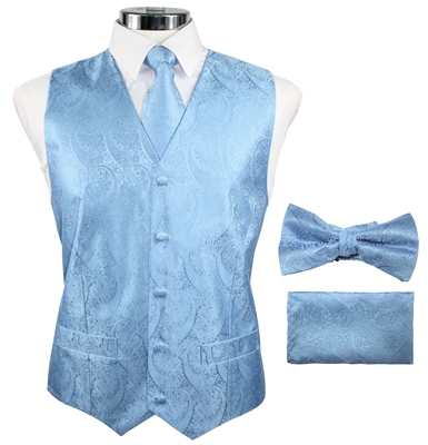 Metallic Blue Paisely Vest
