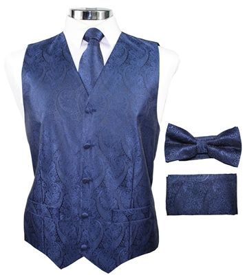 Navy Paisely Vest