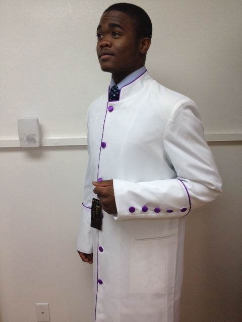 White Robe/ Purple Piping